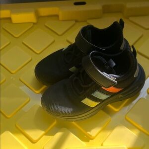 adidas Black Kids Sneakers with Color Stripe Accents